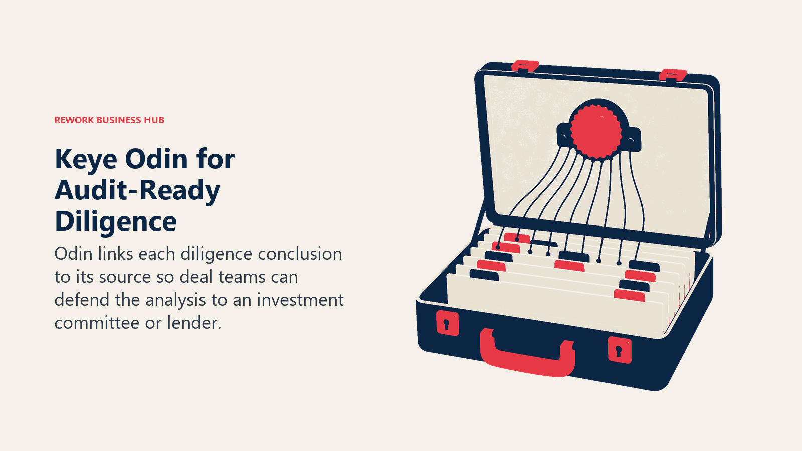 Keye Odin for Audit-Ready Diligence illustrated with locked evidence briefcase