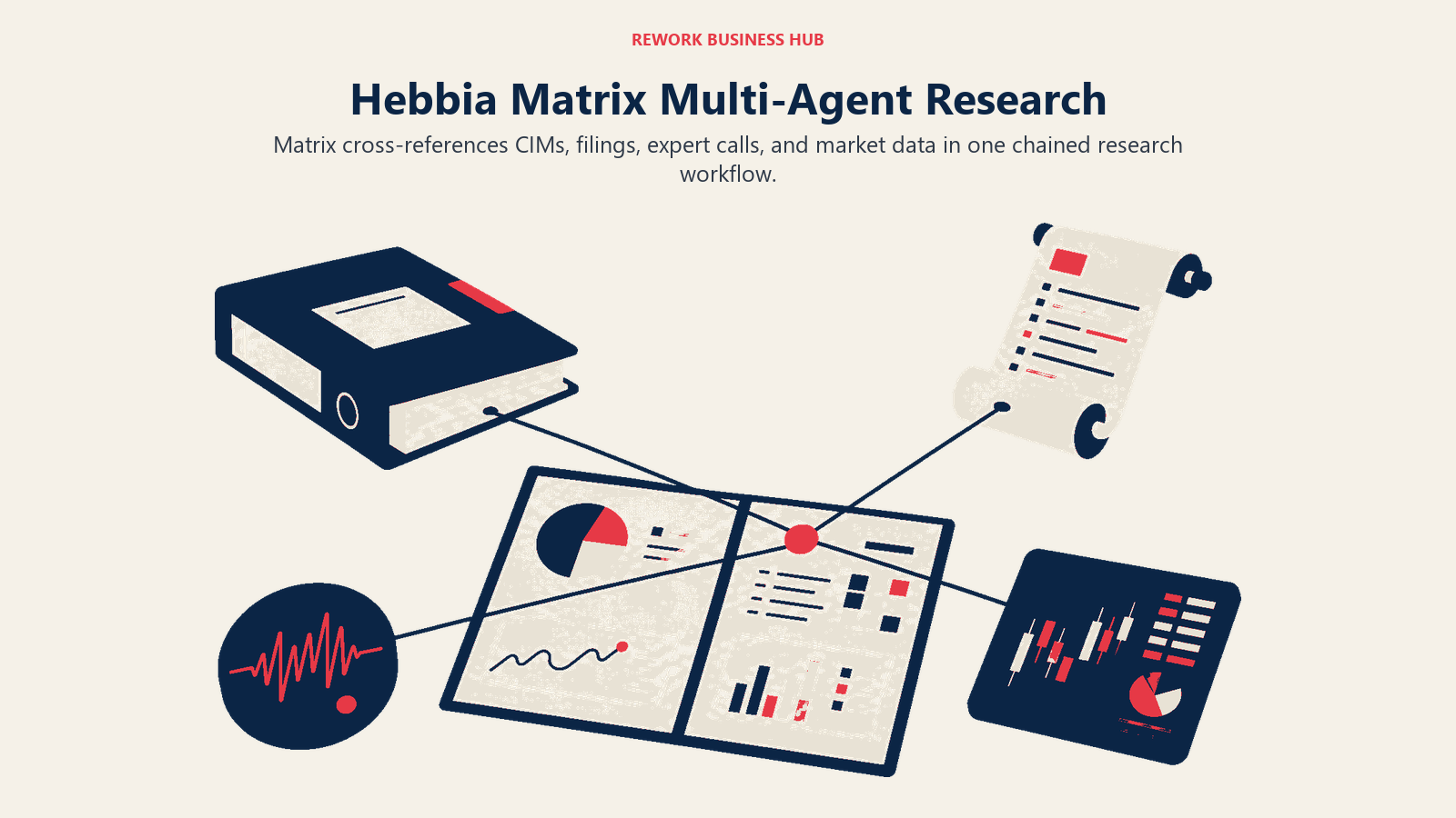 Hebbia Matrix Multi-Agent Research illustrated with wide research workbench