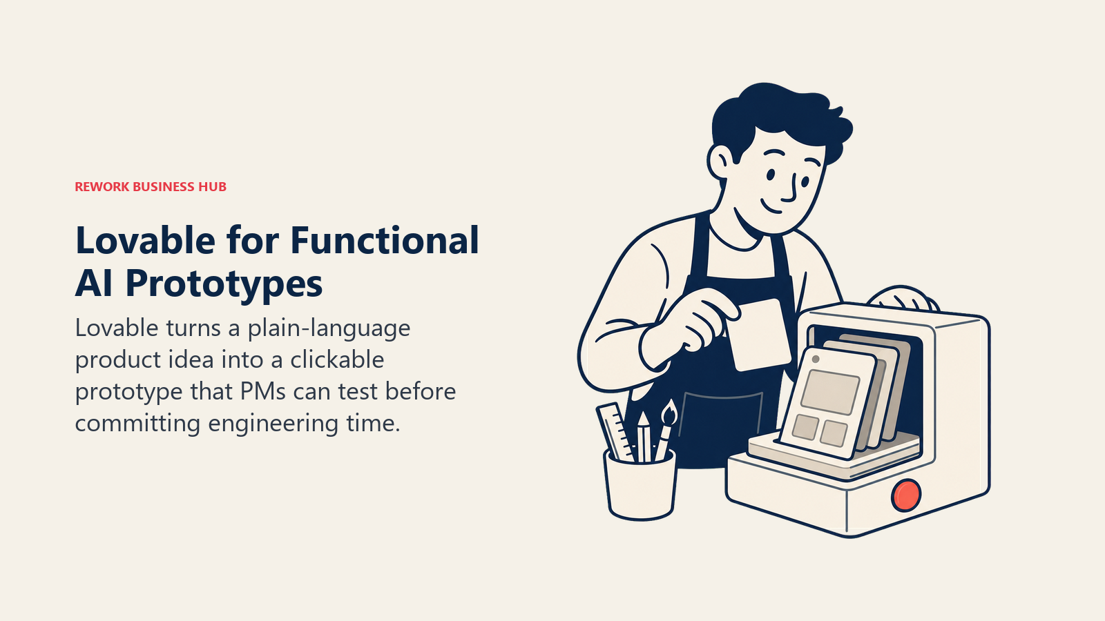 Lovable for Functional AI Prototypes shown as prompt-to-prototype maker