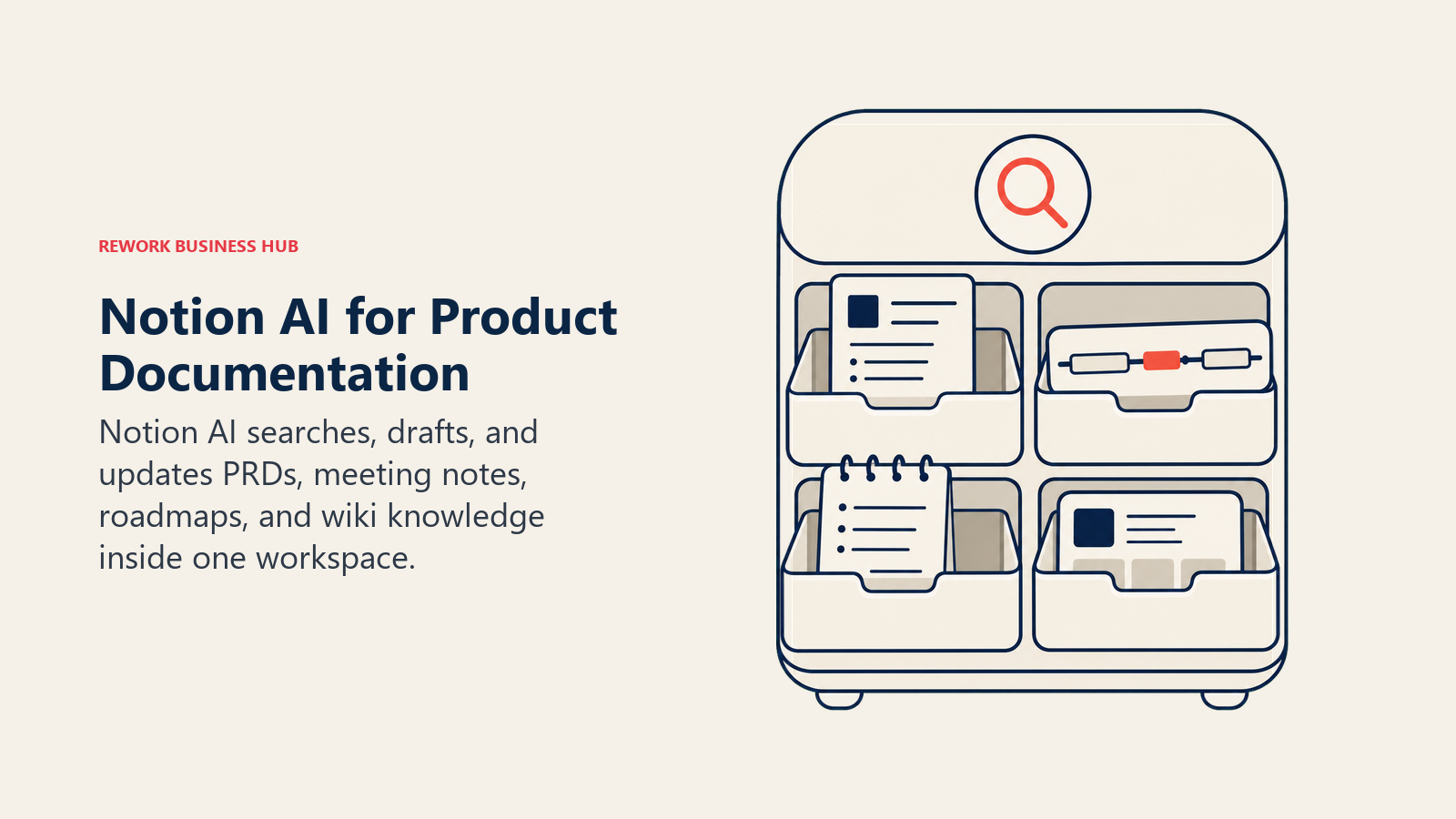 Notion AI for Product Documentation shown as product knowledge cabinet