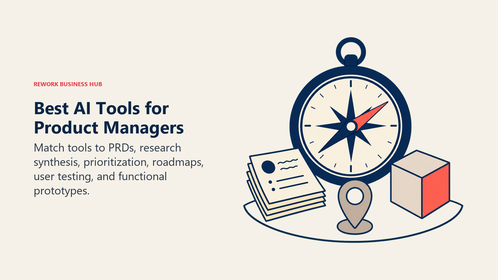Best AI tools for product managers represented by a roadmap compass aligning feedback, prioritization, and prototype work