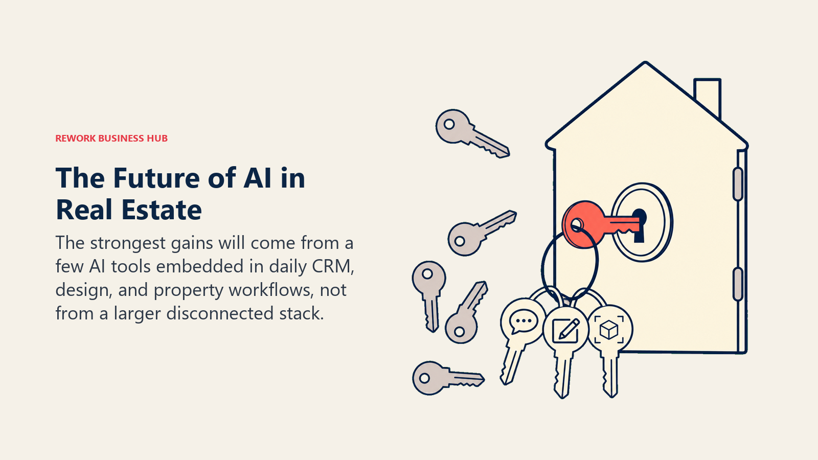 The Future of AI in Real Estate illustrated by three-key property workflow lock
