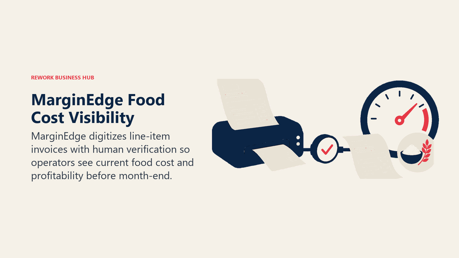 MarginEdge food cost visibility shown as a supplier invoice becoming a verified current cost signal