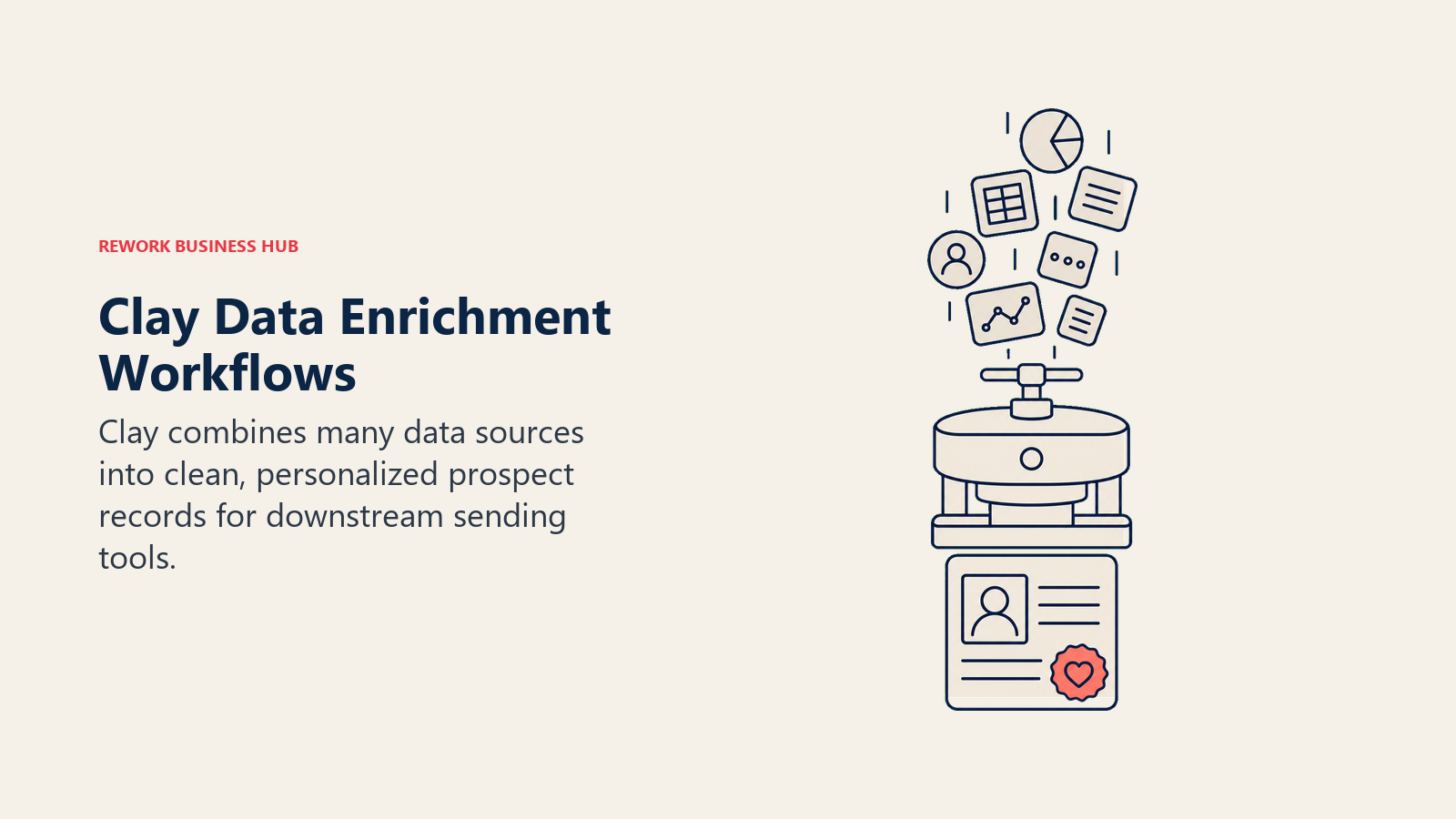Clay data enrichment workflow combining multiple source tokens into a clean personalized prospect record