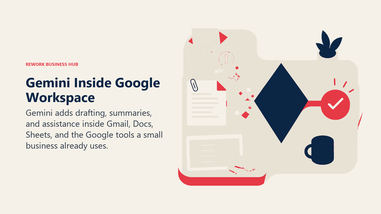 Gemini Inside Google Workspace illustrated with workspace assistant prism