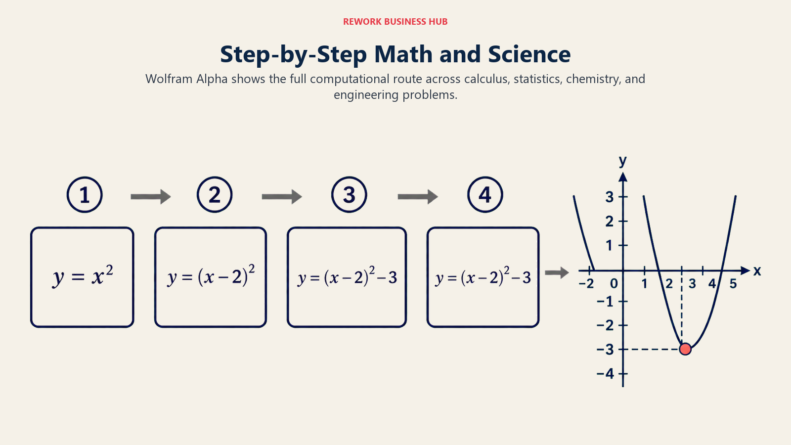 Step-by-Step Math and Science shown as wide computational transformation chain