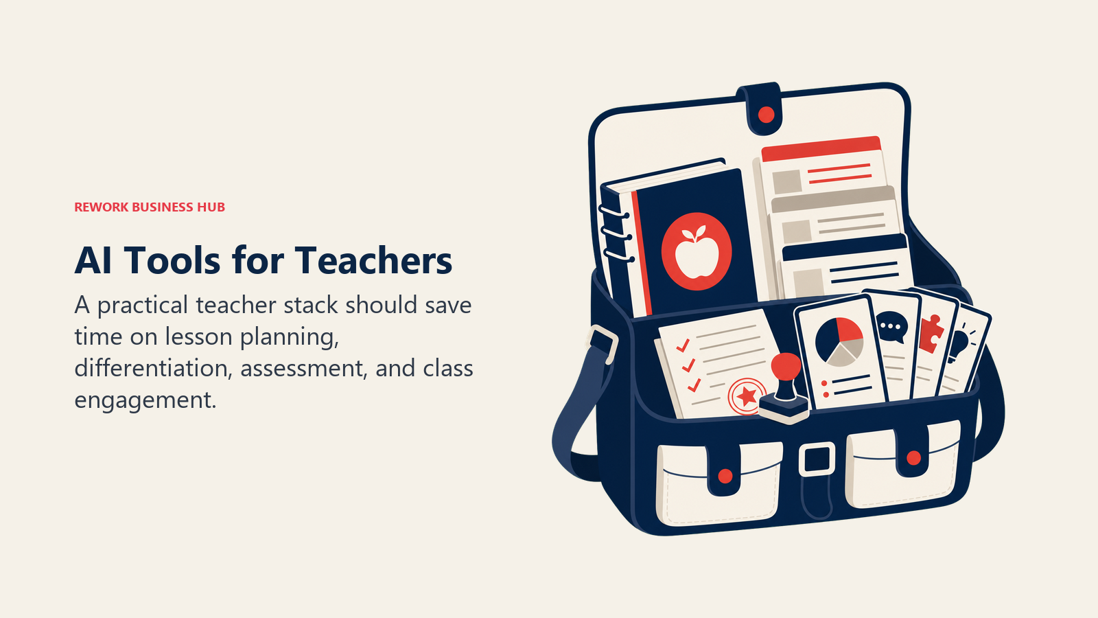 AI tools for teachers shown as a classroom toolkit for lesson planning, differentiated materials, grading, and engagement