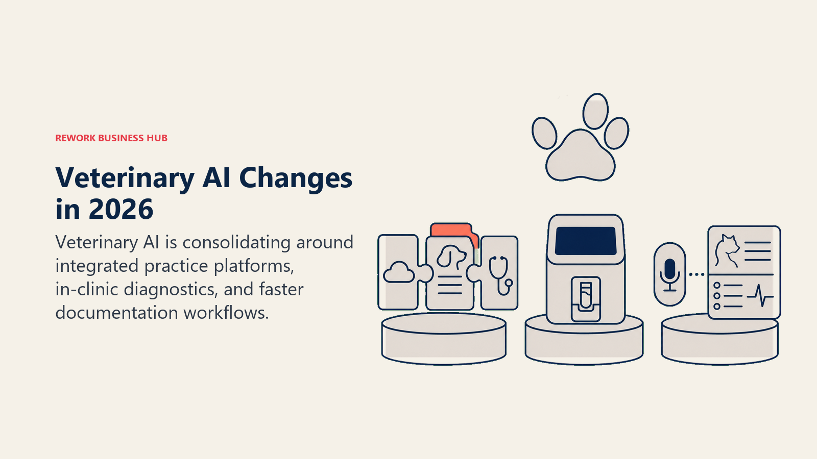 Veterinary AI Changes in 2026 illustrated by veterinary innovation display case