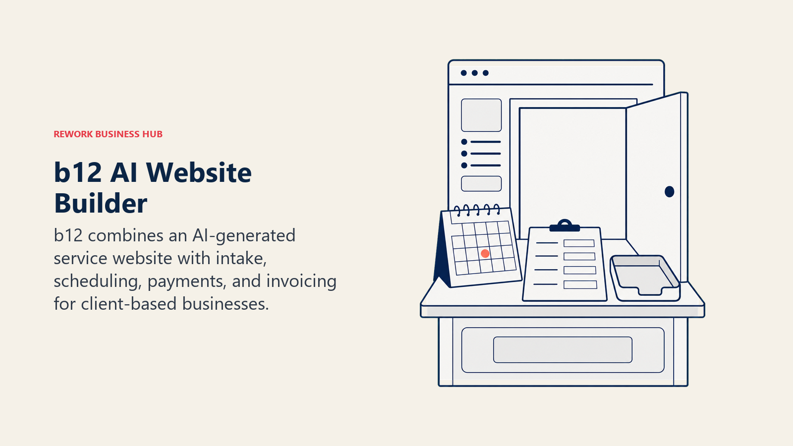 b12 AI website opening into client intake scheduling and payment tools