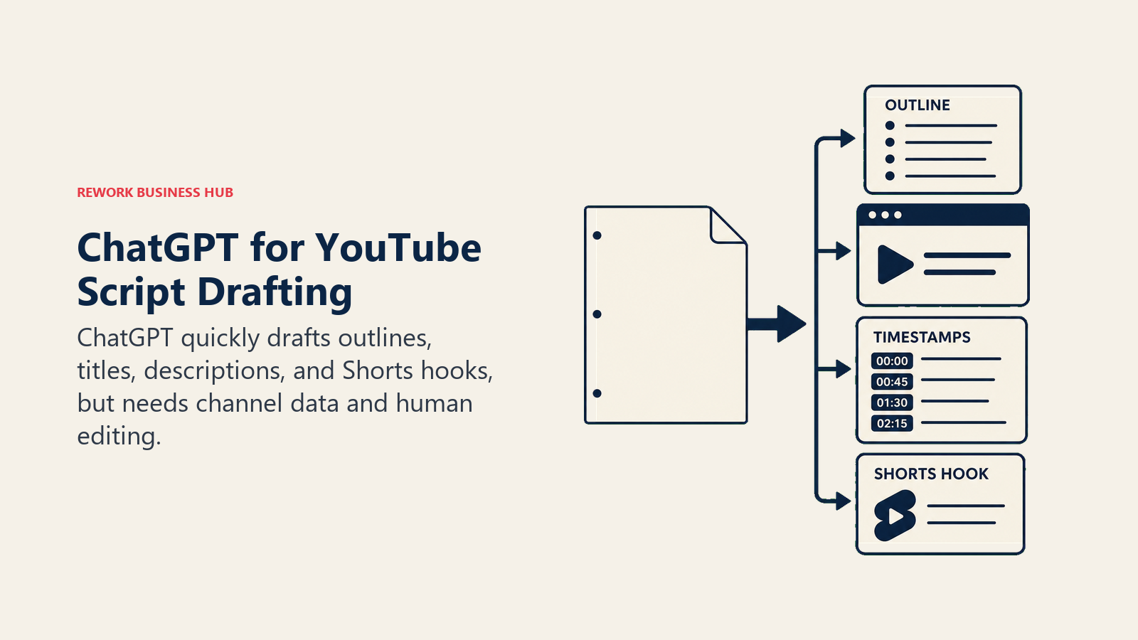 A blank YouTube script expanded into reusable draft assets