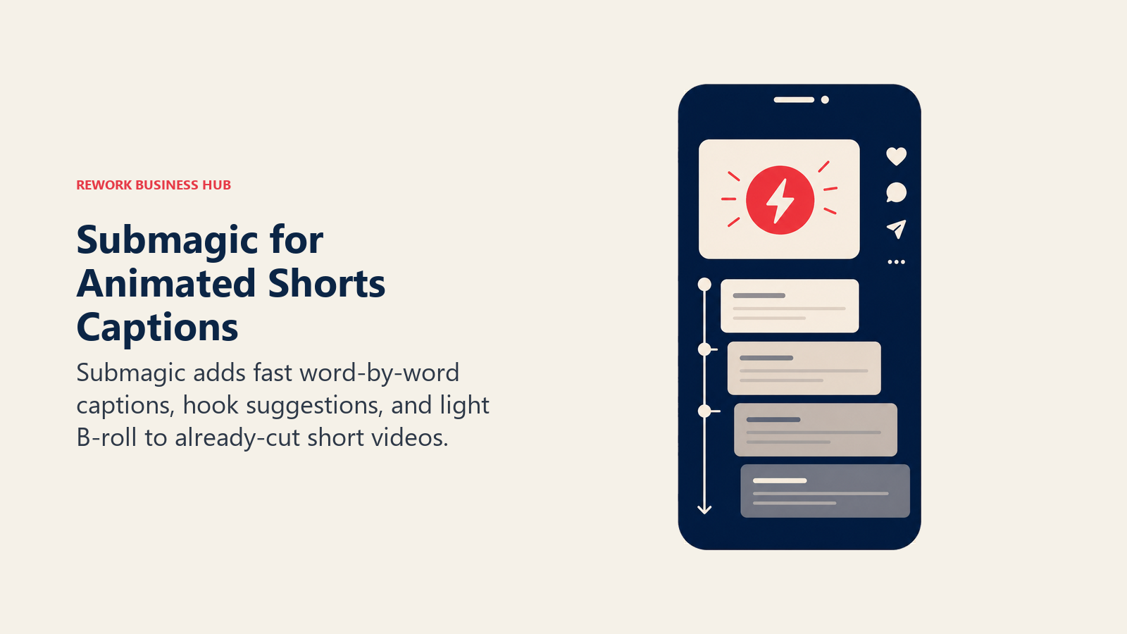 Animated caption blocks pacing a vertical short-form video