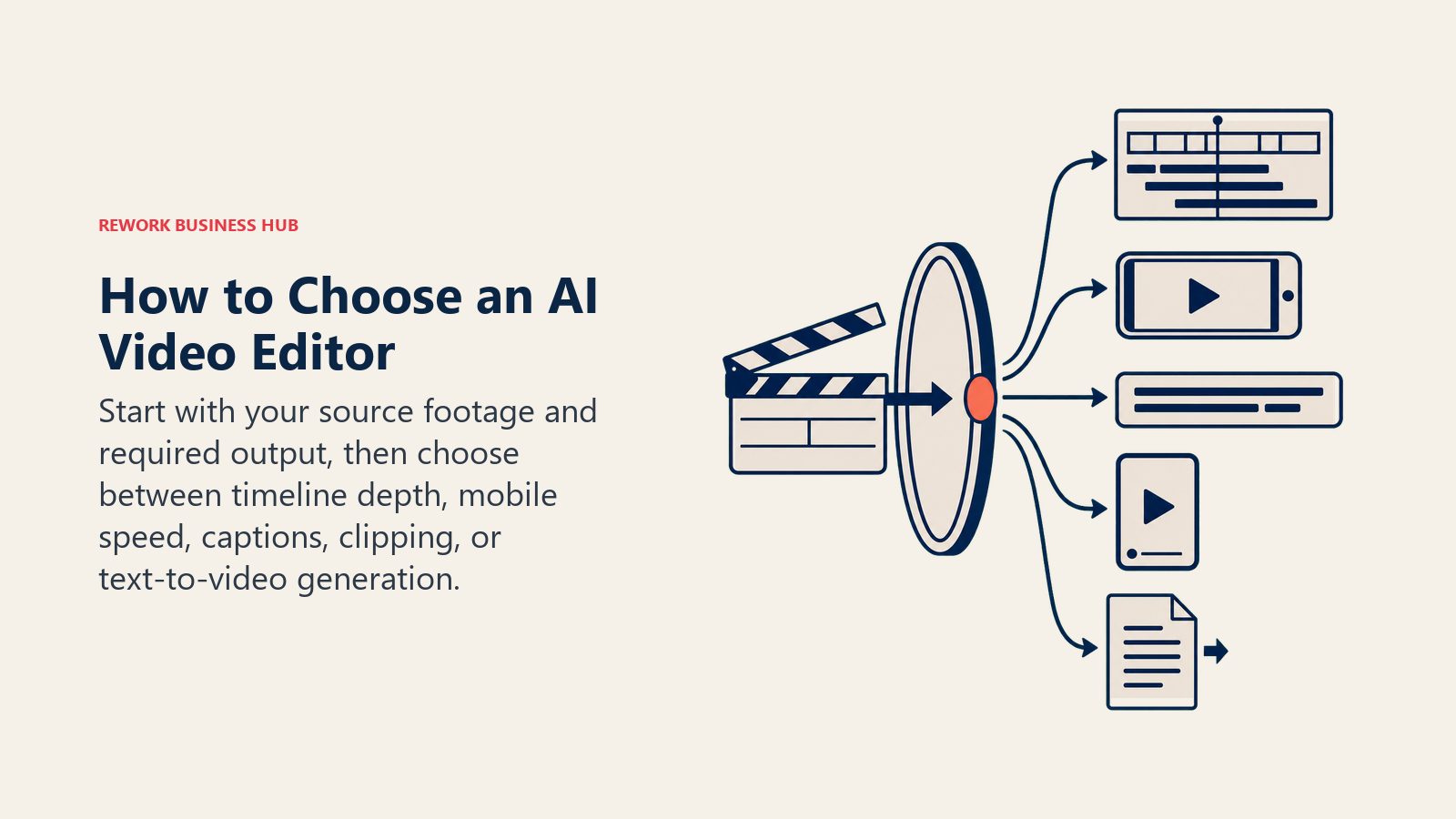 AI video editor selection based on source footage and required output