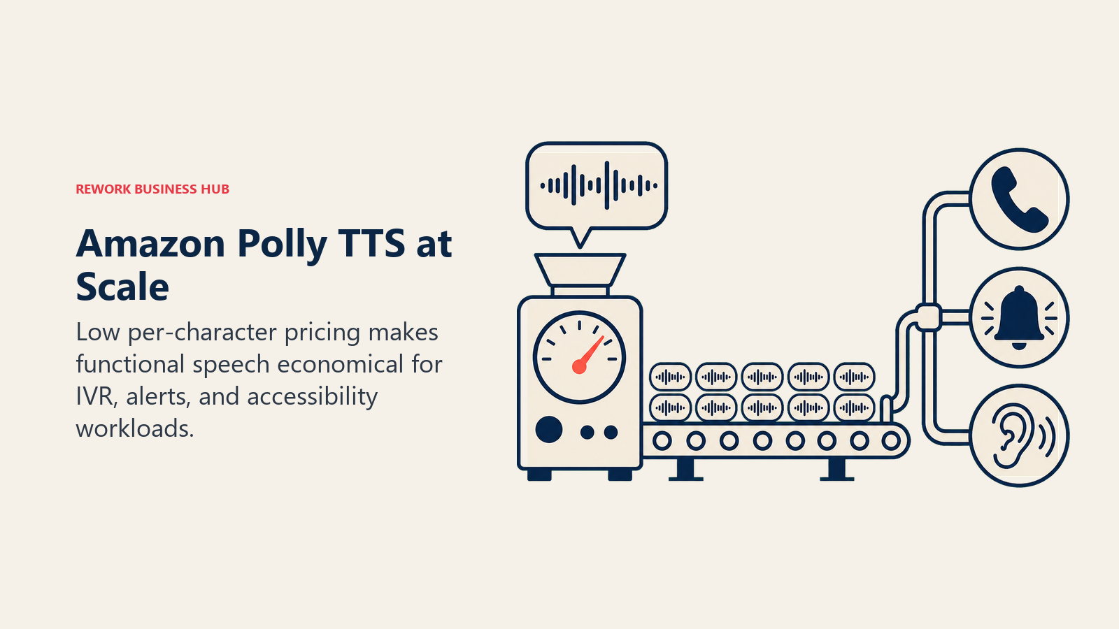 Metered Amazon Polly speech factory producing high-volume audio for IVR and alerts