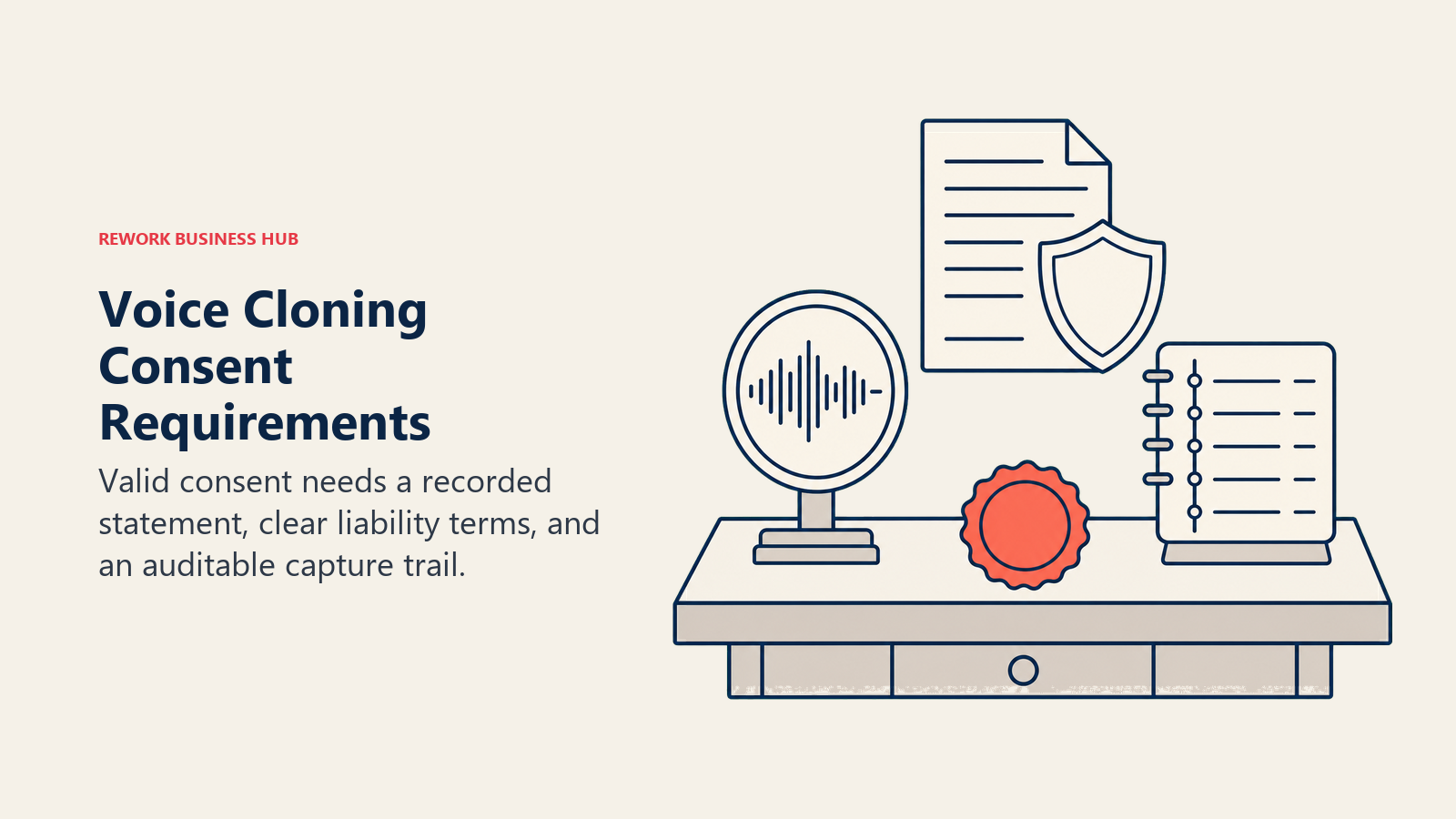 Voice cloning consent evidence showing recorded statement, liability shield, and audit trail