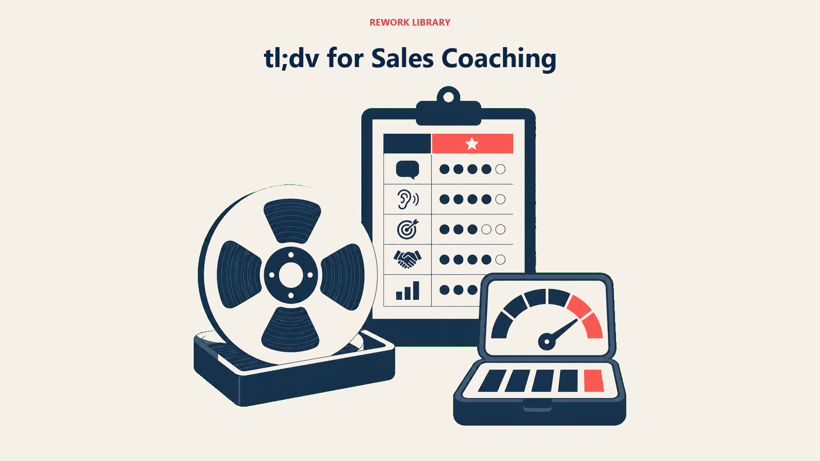 A coaching scorecard and transcript reel beside an open usage meter