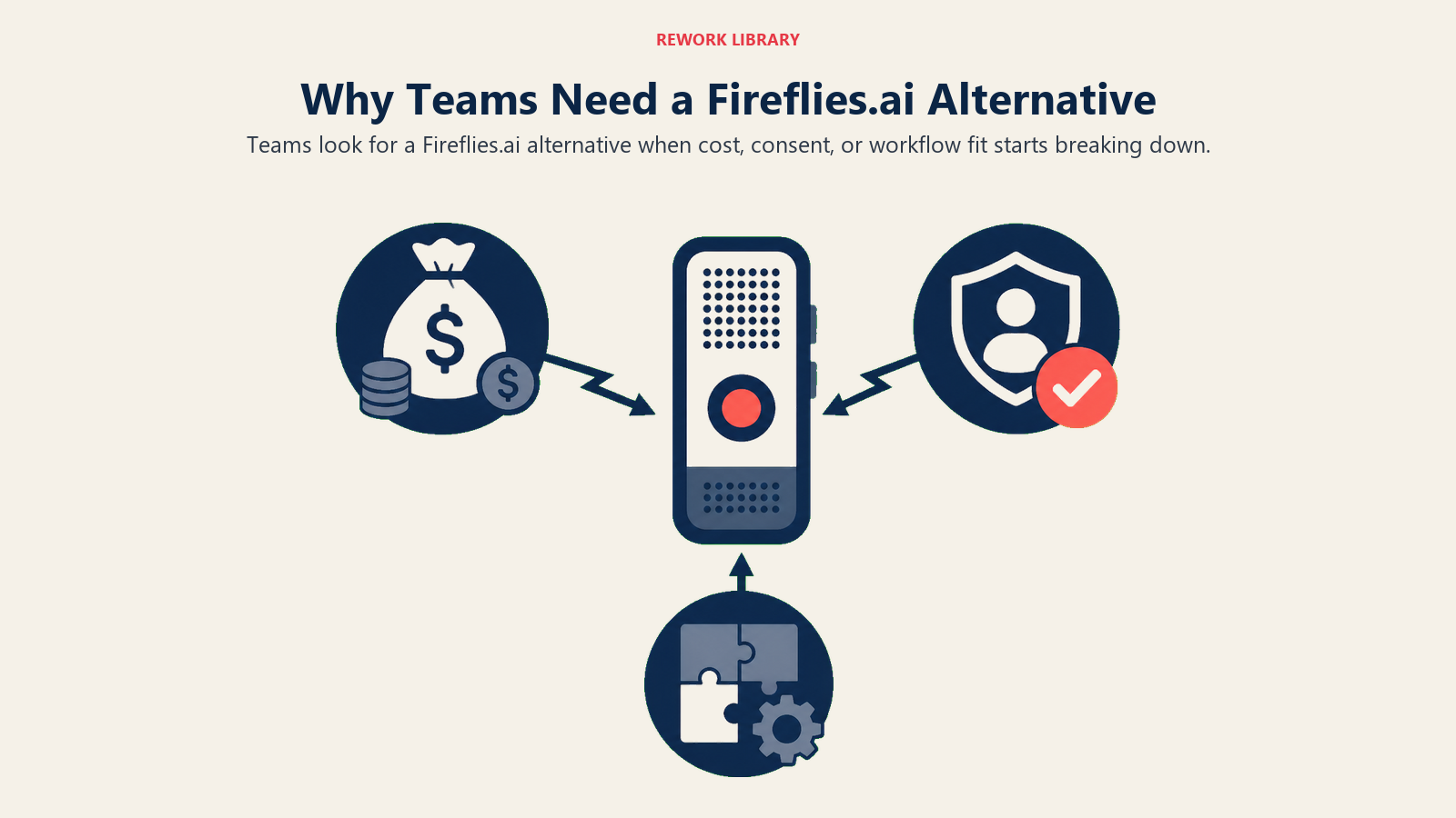 Fireflies alternative triggers shown as three pressure signals around a meeting recorder