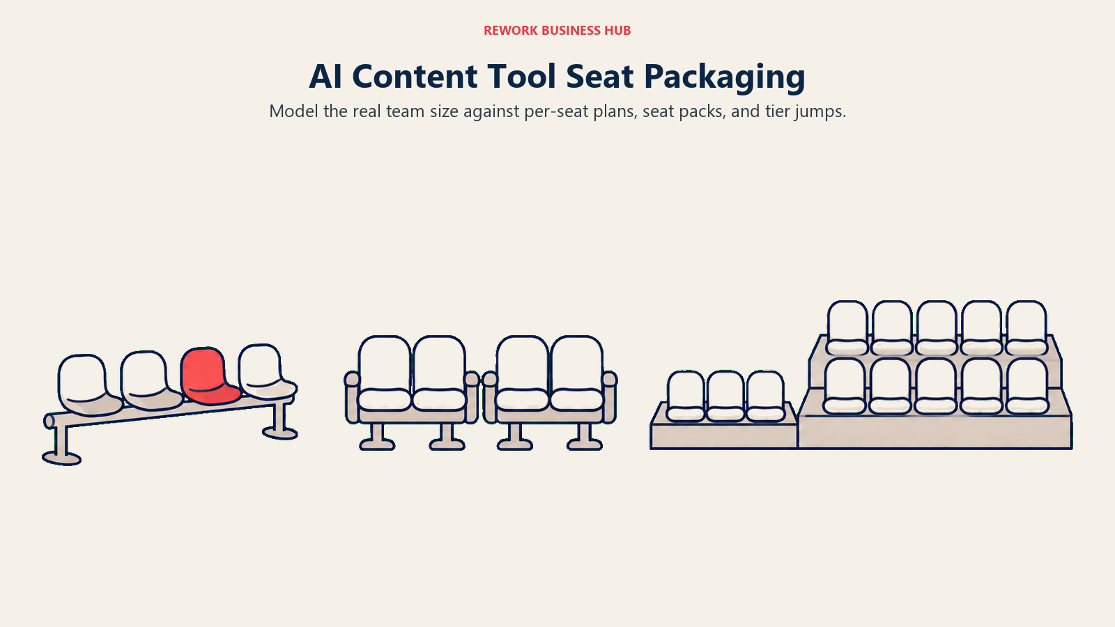 AI Content Tool Seat Packaging: Model the real team size against per-seat plans, seat packs, and tier jumps.