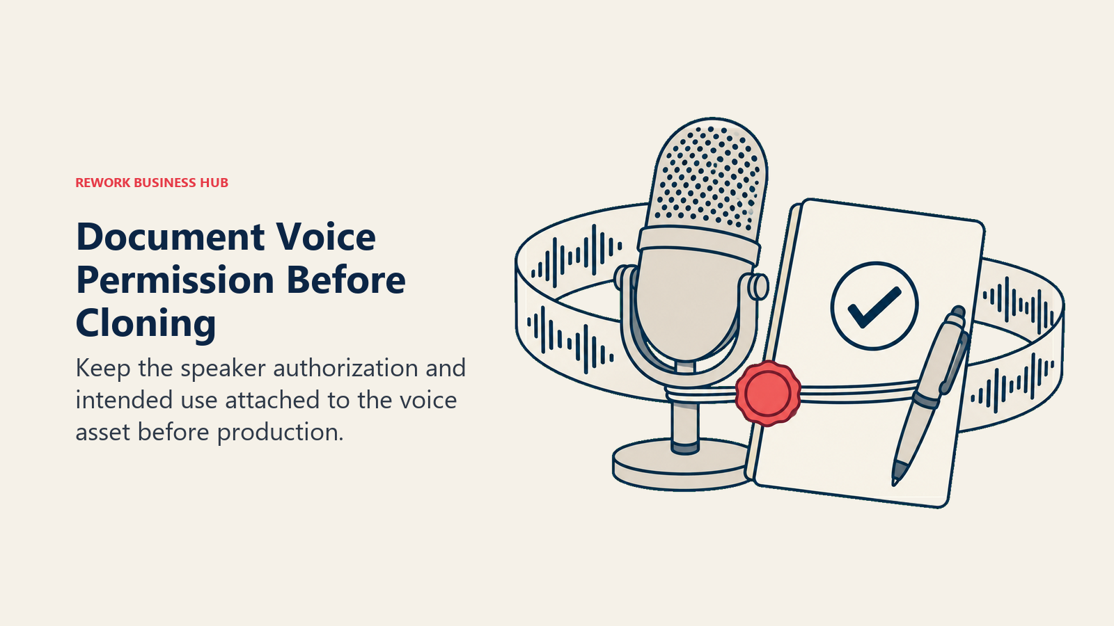 Document Voice Permission Before Cloning: Keep the speaker authorization and intended use attached to the voice asset before production.