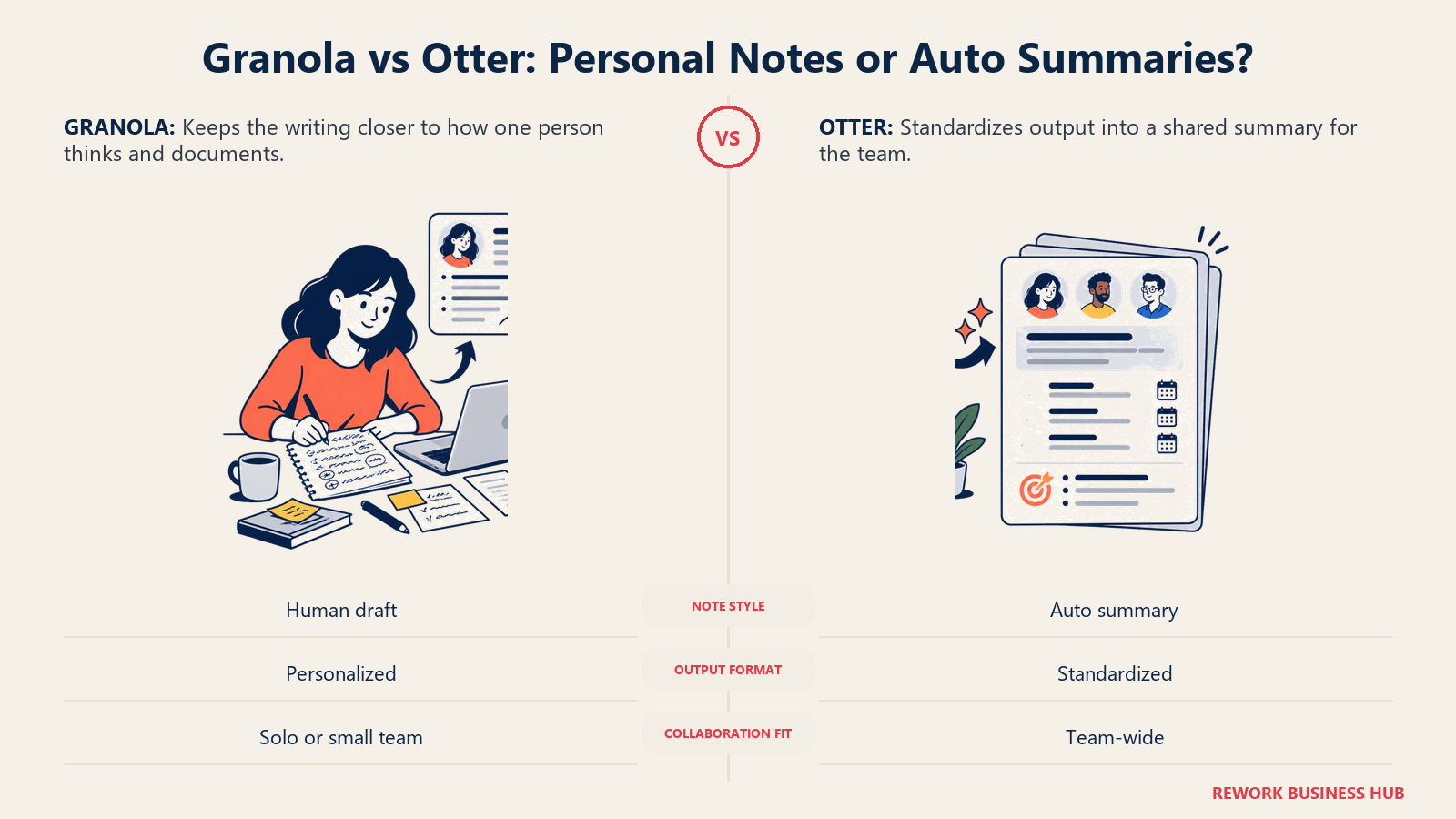 Granola vs Otter: Personal Notes or Auto Summaries? comparison visual
