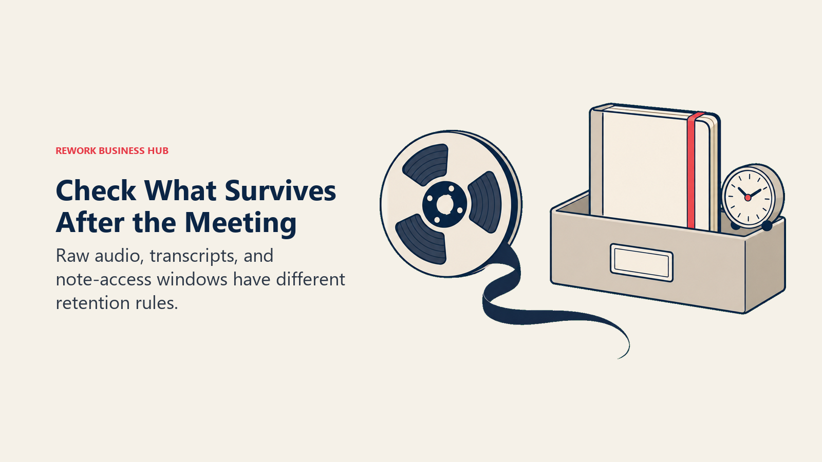 Check What Survives After the Meeting: Raw audio, transcripts, and note-access windows have different retention rules.