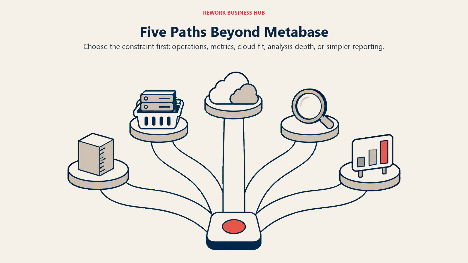 Five Paths Beyond Metabase: Choose the constraint first: operations, metrics, cloud fit, analysis depth, or simpler reporting.