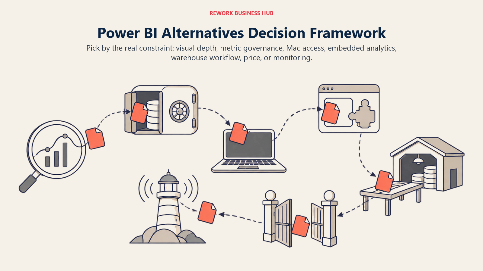 Power BI alternatives map matching visual depth metric governance Mac access embedded analytics warehouse workflow price and monitoring needs