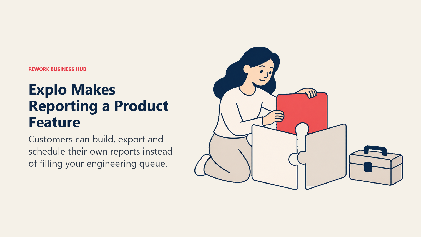 Explo Makes Reporting a Product Feature illustrated with puzzle