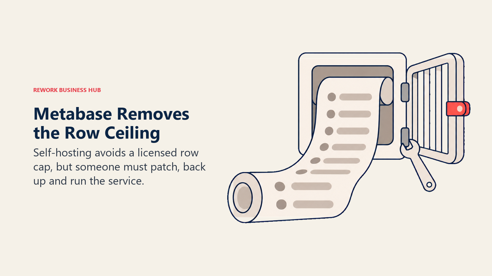 Metabase Removes the Row Ceiling illustrated with scroll gate
