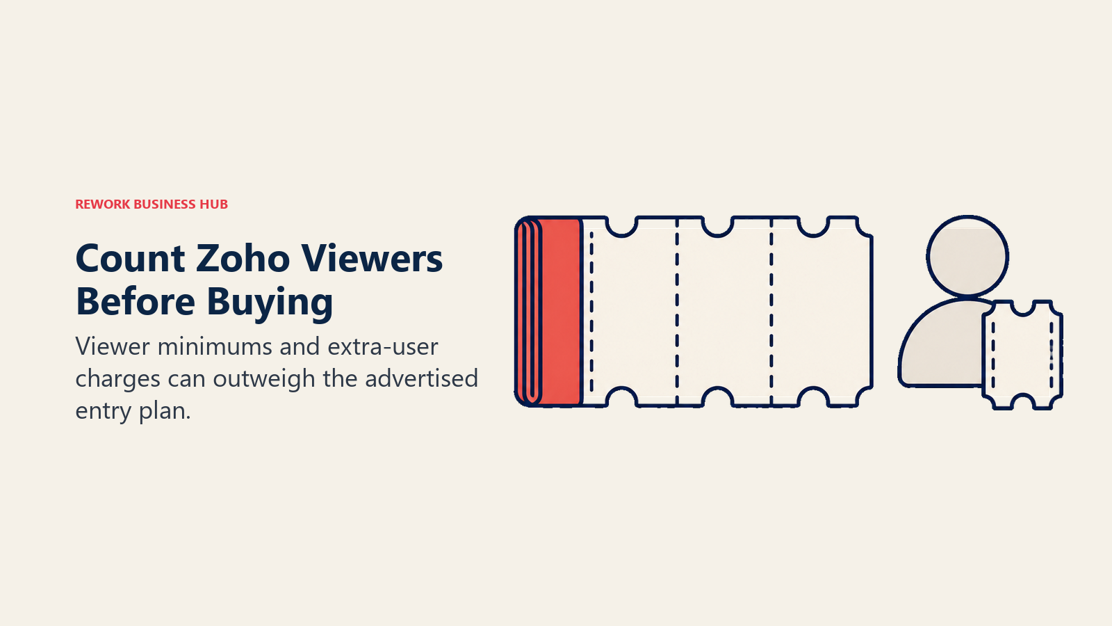 Count Zoho Viewers Before Buying illustrated with ticket book