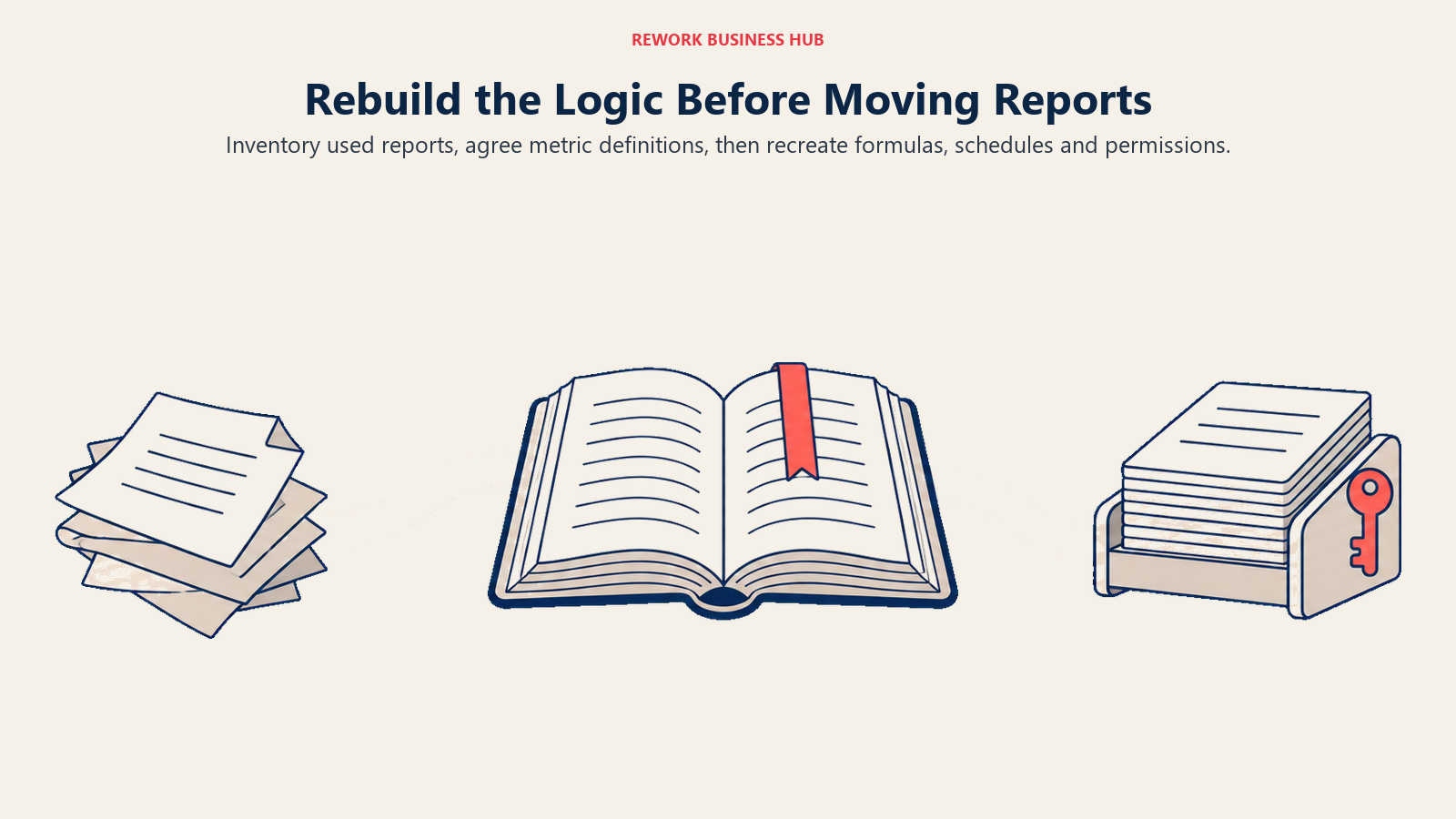 Rebuild the Logic Before Moving Reports illustrated with migration path