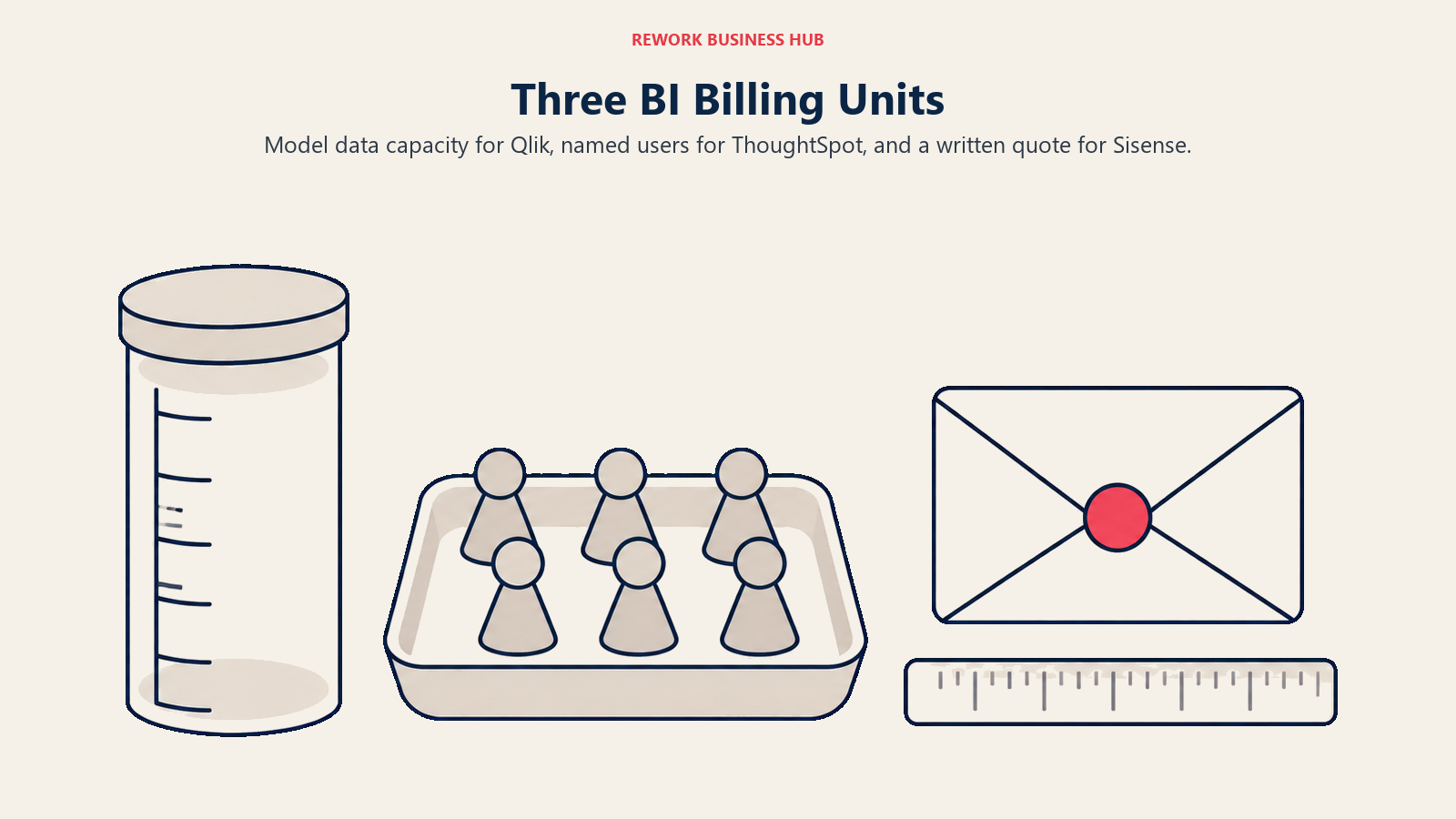 Three BI Billing Units illustrated with measuring vessels