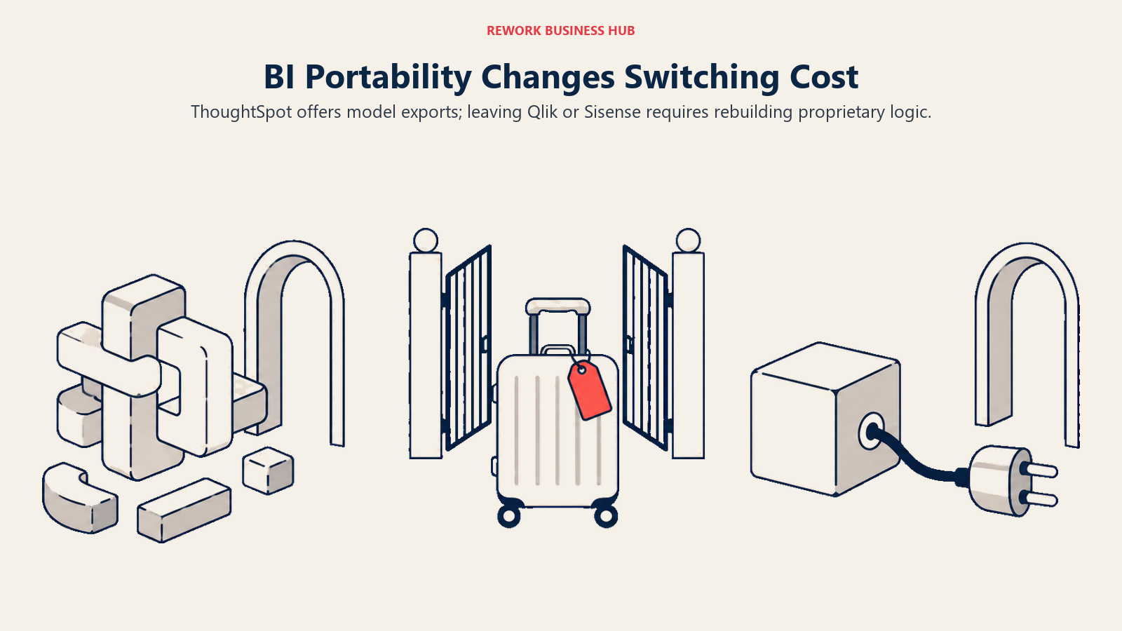 BI Portability Changes Switching Cost illustrated with exit gates