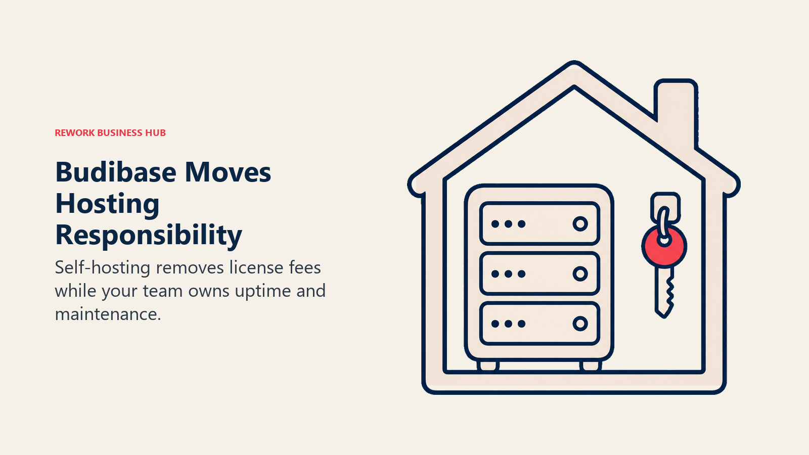 Budibase Moves Hosting Responsibility. Self-hosting removes license fees while your team owns uptime and maintenance.