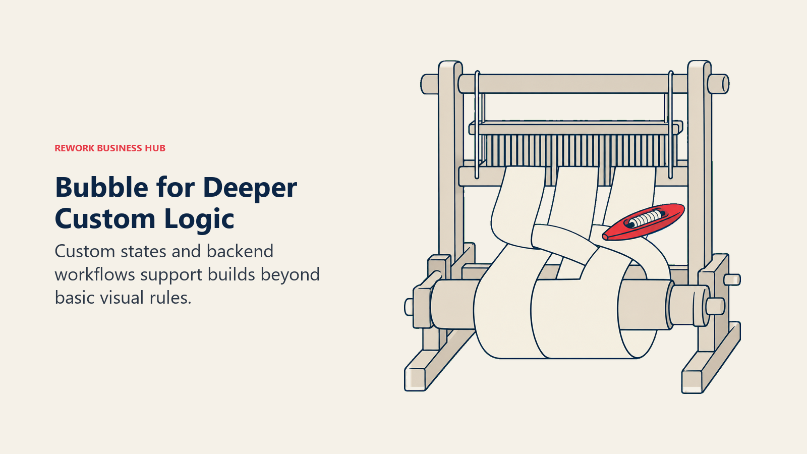 Bubble for Deeper Custom Logic. Custom states and backend workflows support builds beyond basic visual rules.