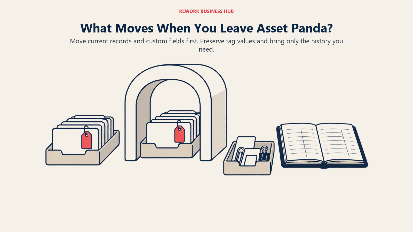 Asset Panda migration showing current records and tags moving before selected attachments and history