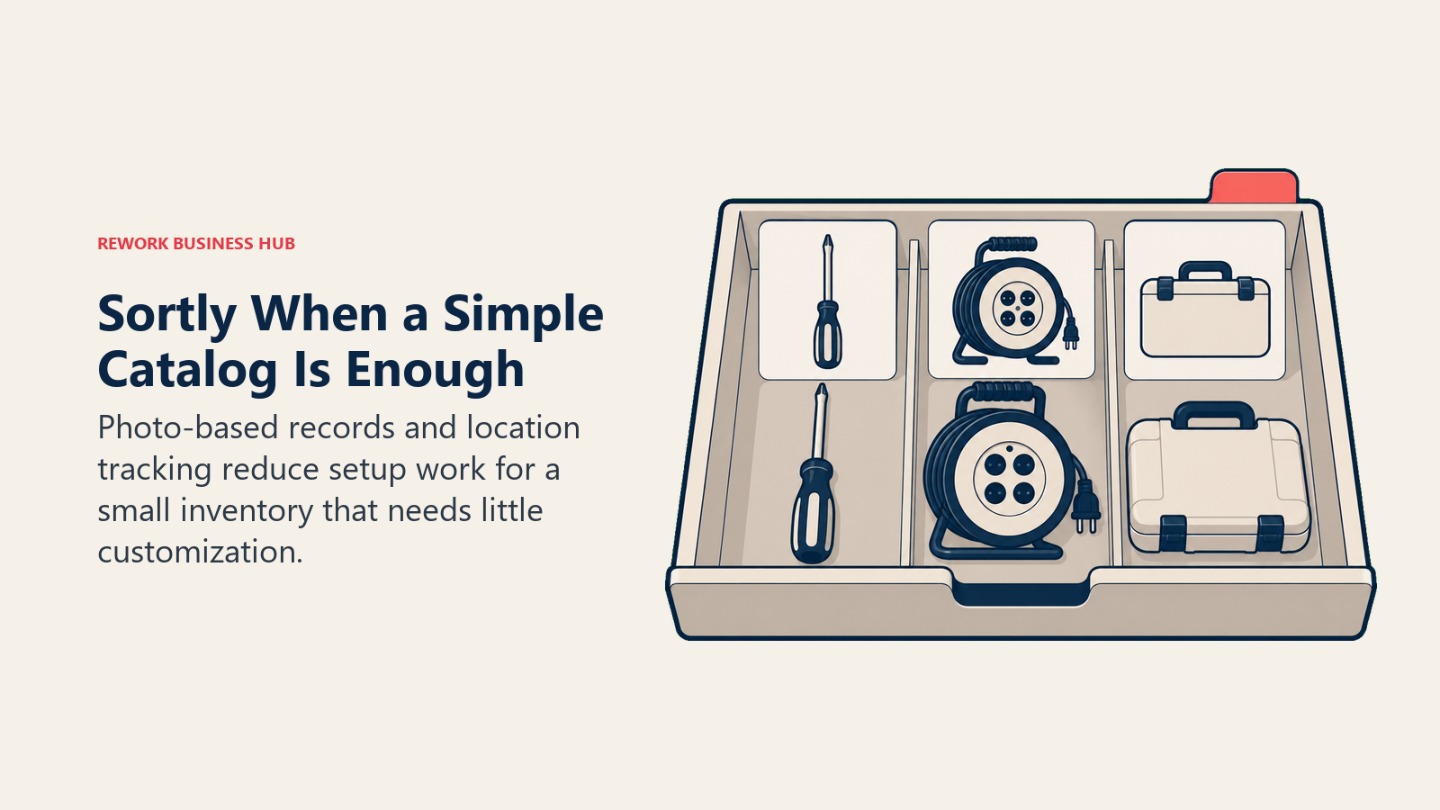 Sortly simple catalog matching equipment photos to physical items