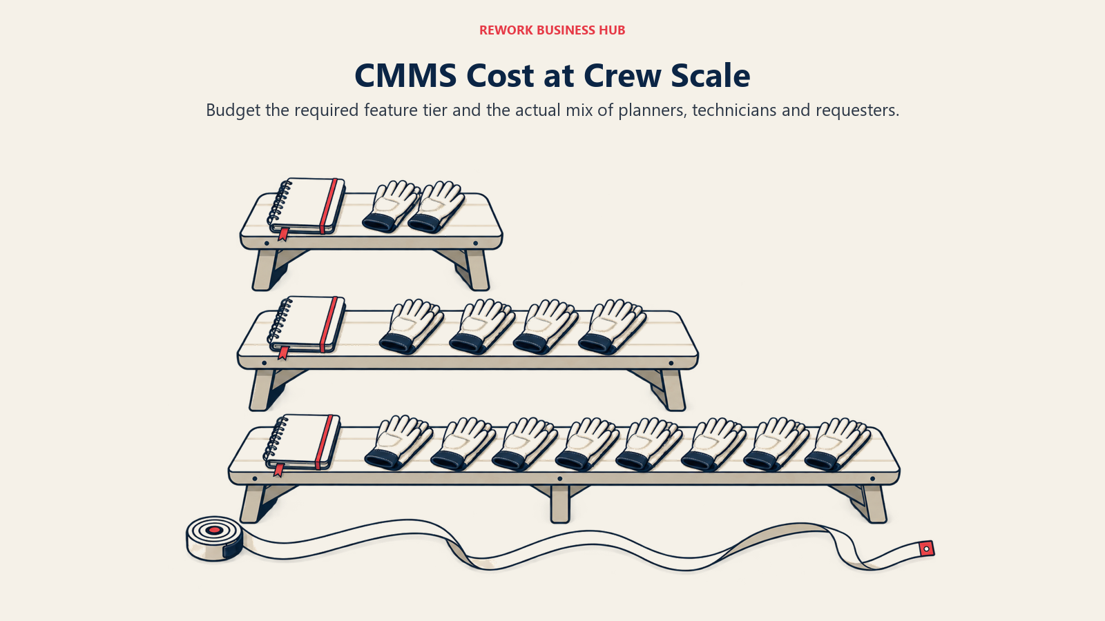 CMMS Cost at Crew Scale shown through expanding crew benches