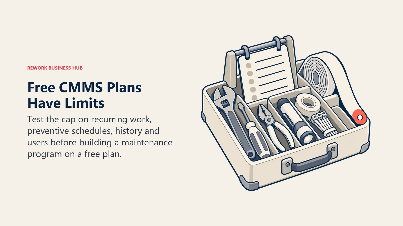 Free CMMS Plans Have Limits shown through bounded maintenance starter kit