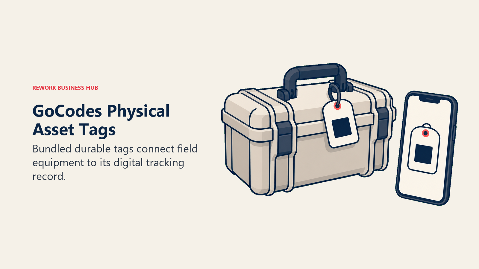GoCodes Physical Asset Tags: Bundled durable tags connect field equipment to its digital tracking record.