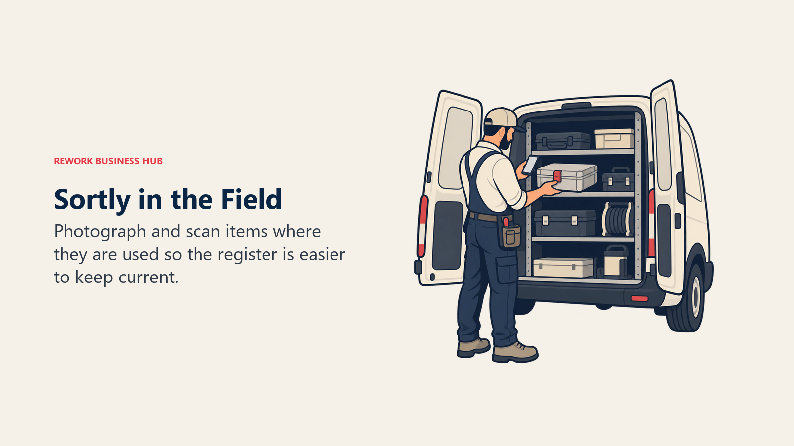 Sortly in the Field: Photograph and scan items where they are used so the register is easier to keep current.