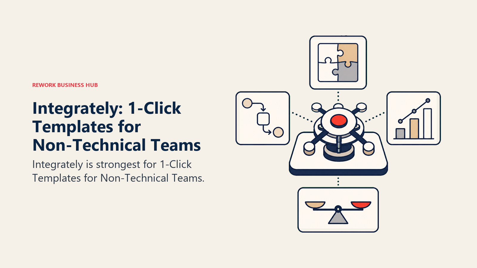 Integrately: 1-Click Templates for Non-Technical Teams illustrated with decision workbench