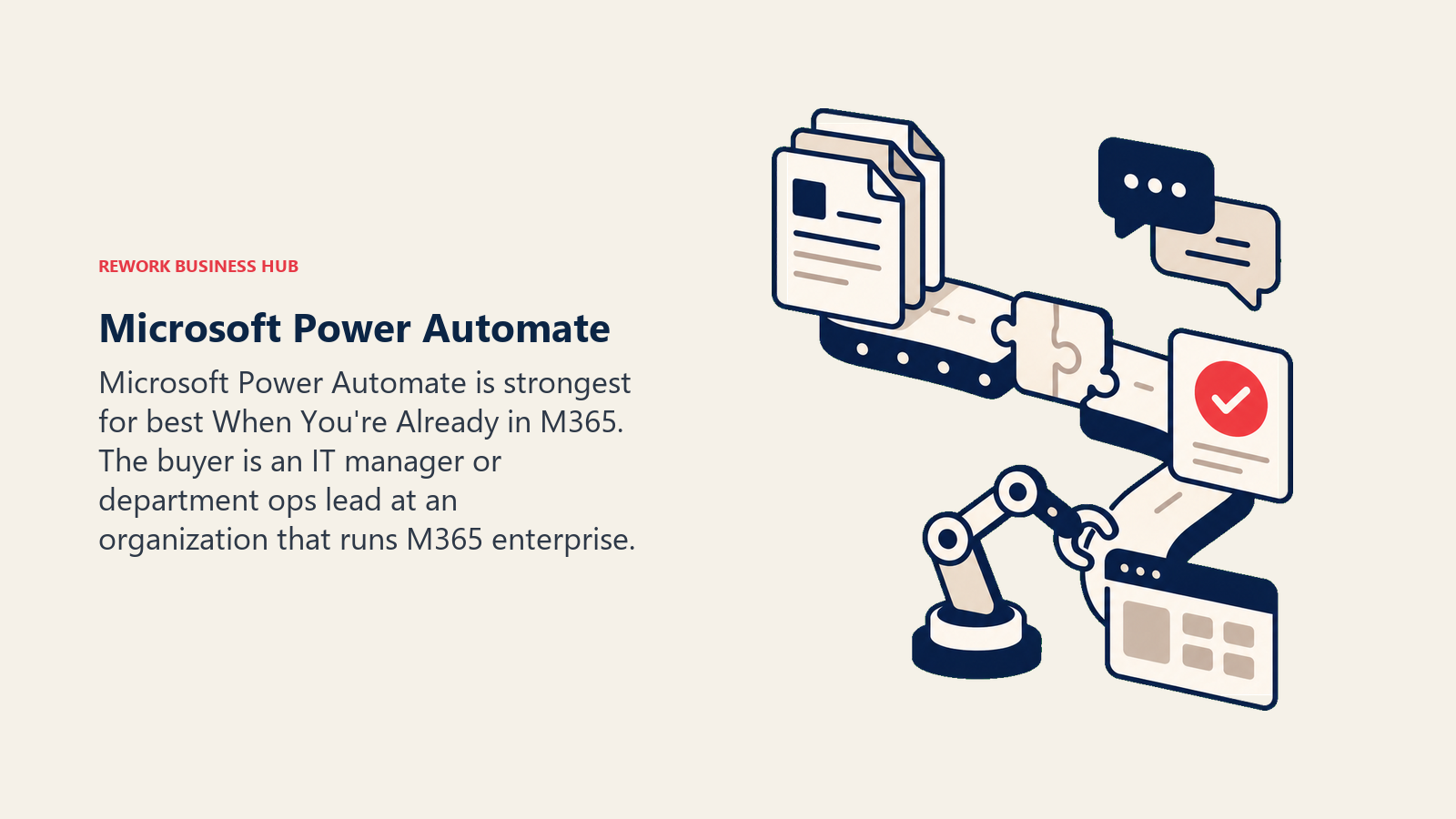 Microsoft Power Automate illustrated with native workspace