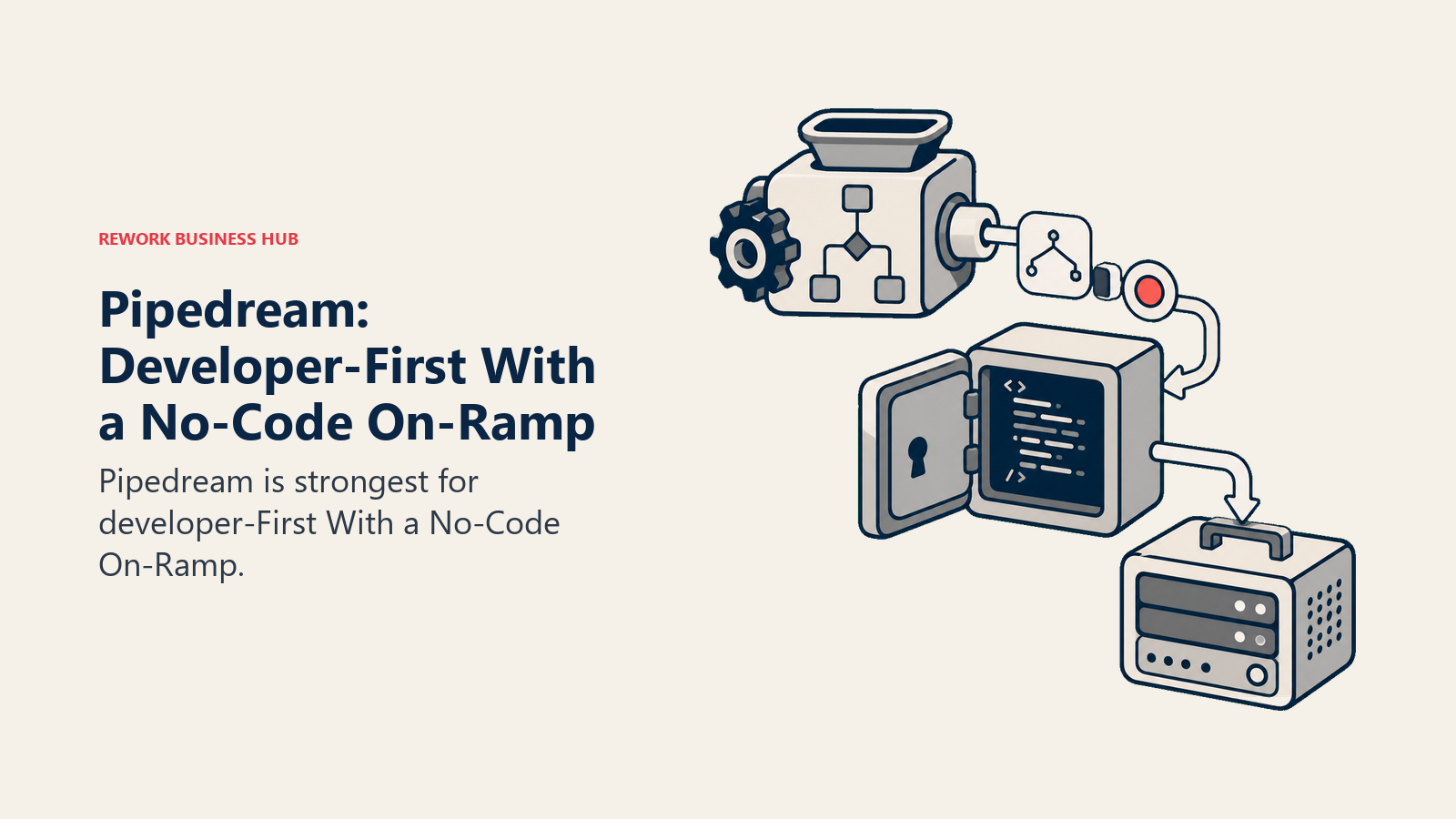 Pipedream: Developer-First With a No-Code On-Ramp illustrated with open engine