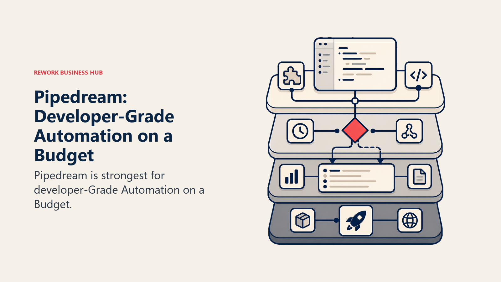 Pipedream: Developer-Grade Automation on a Budget illustrated with developer workbench