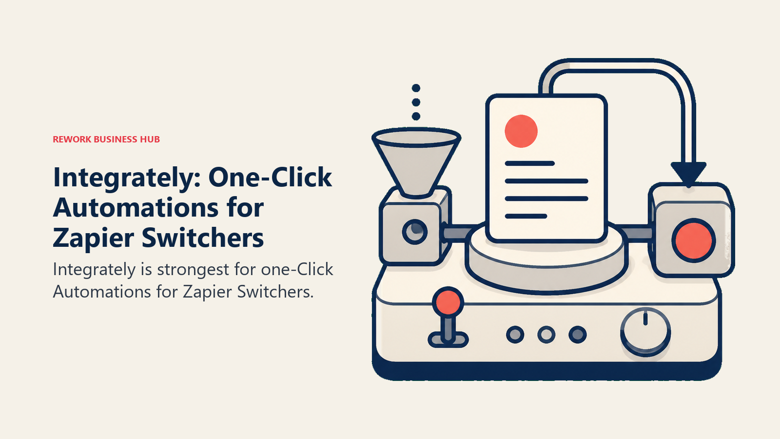 Integrately: One-Click Automations for Zapier Switchers illustrated with simple station