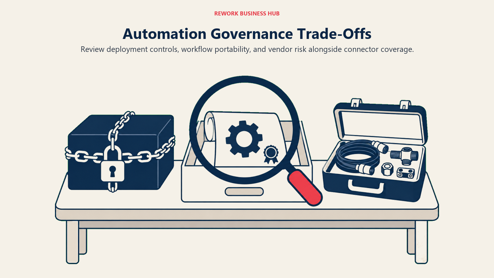 Automation Governance Trade-Offs: Review deployment controls, workflow portability, and vendor risk alongside connector coverage.