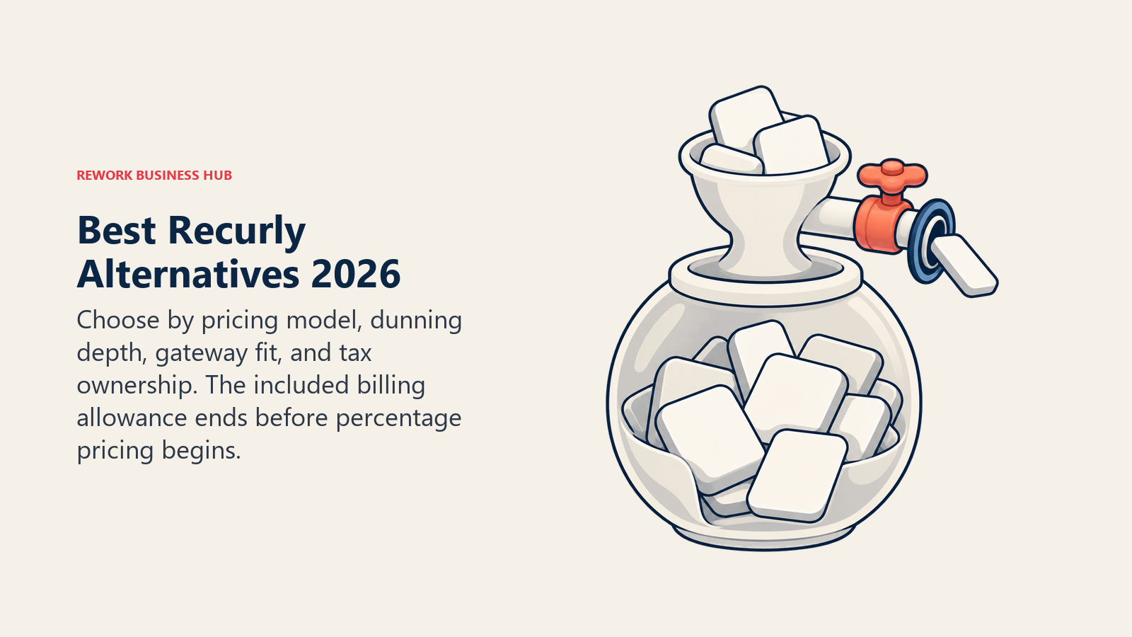 Best Recurly alternatives shown as an included billing allowance basin with a percentage valve activating only above the threshold