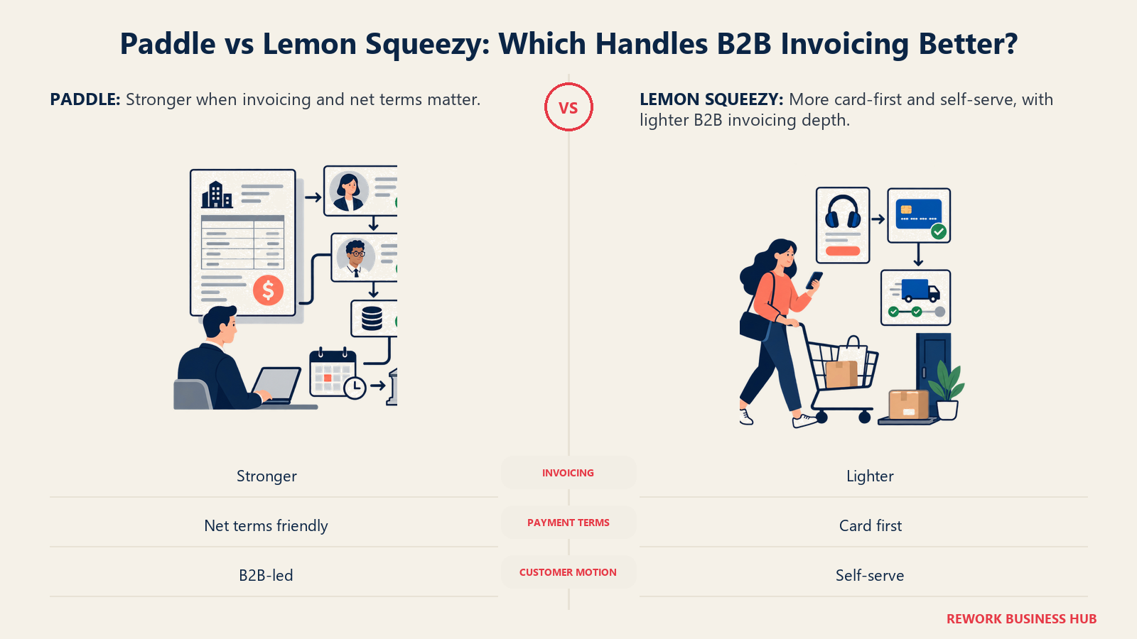 Paddle vs Lemon Squeezy: Which Handles B2B Invoicing Better? comparison visual