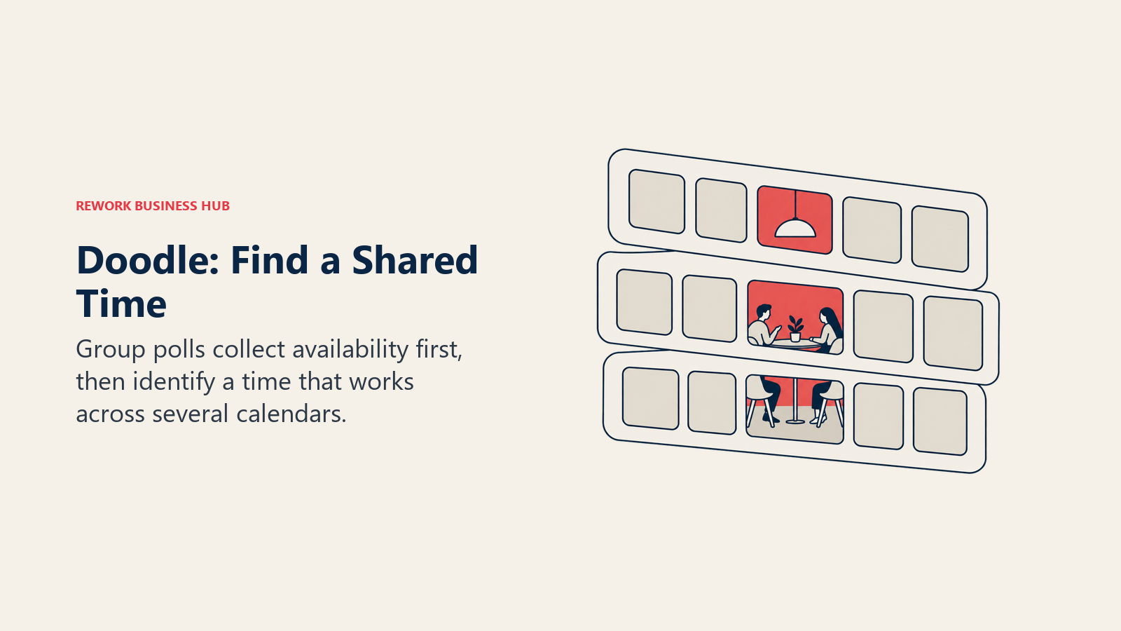 Doodle: Find a Shared Time: Group polls collect availability first, then identify a time that works across several calendars.