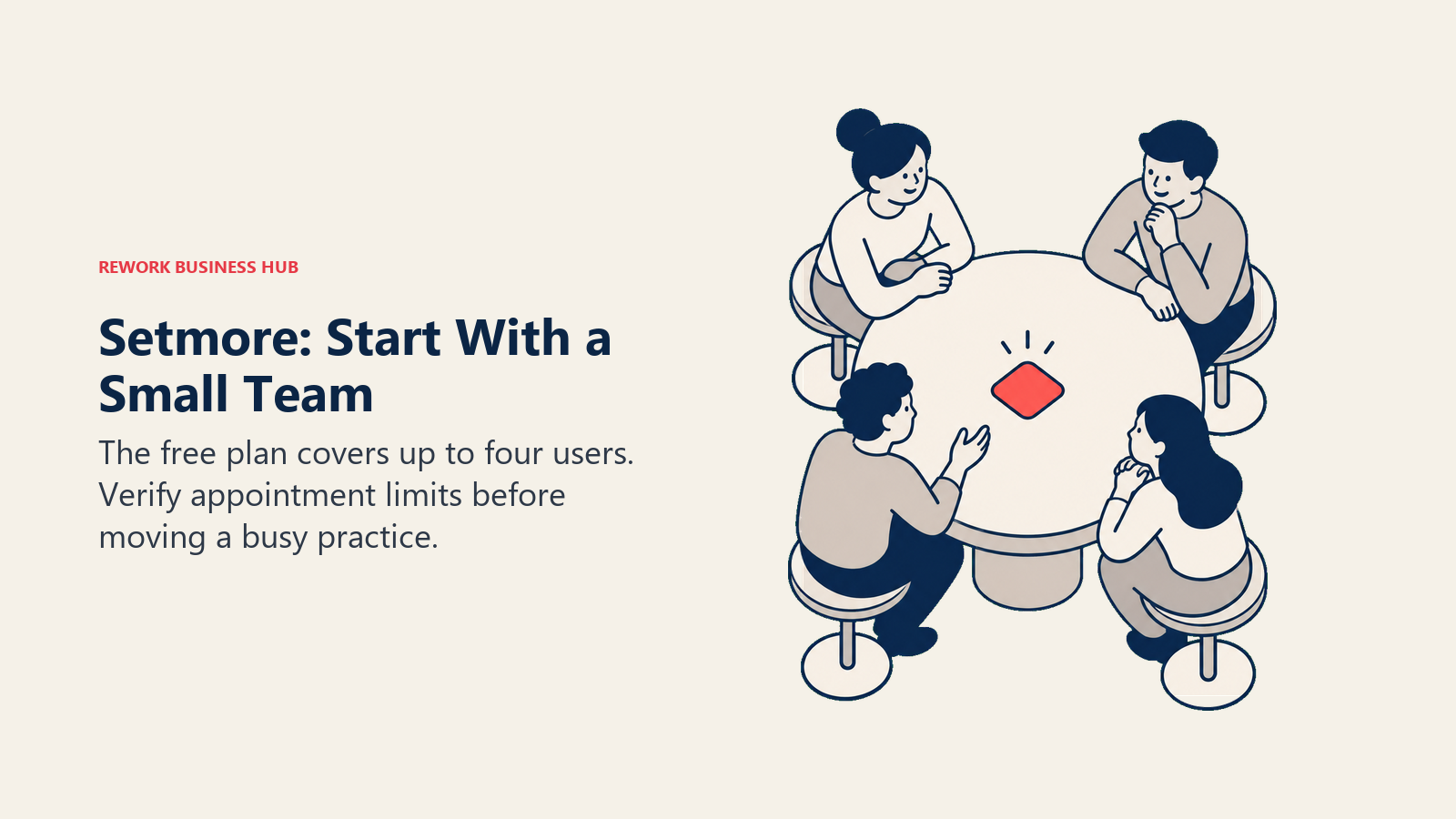Setmore: Start With a Small Team: The free plan covers up to four users. Verify appointment limits before moving a busy practice.